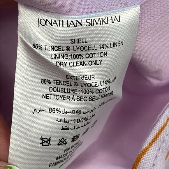 NWT Jonathan Simkhai Tilly Painted Tropical Floral Print Lupine Crop Top Sz XL - Picture 11 of 14